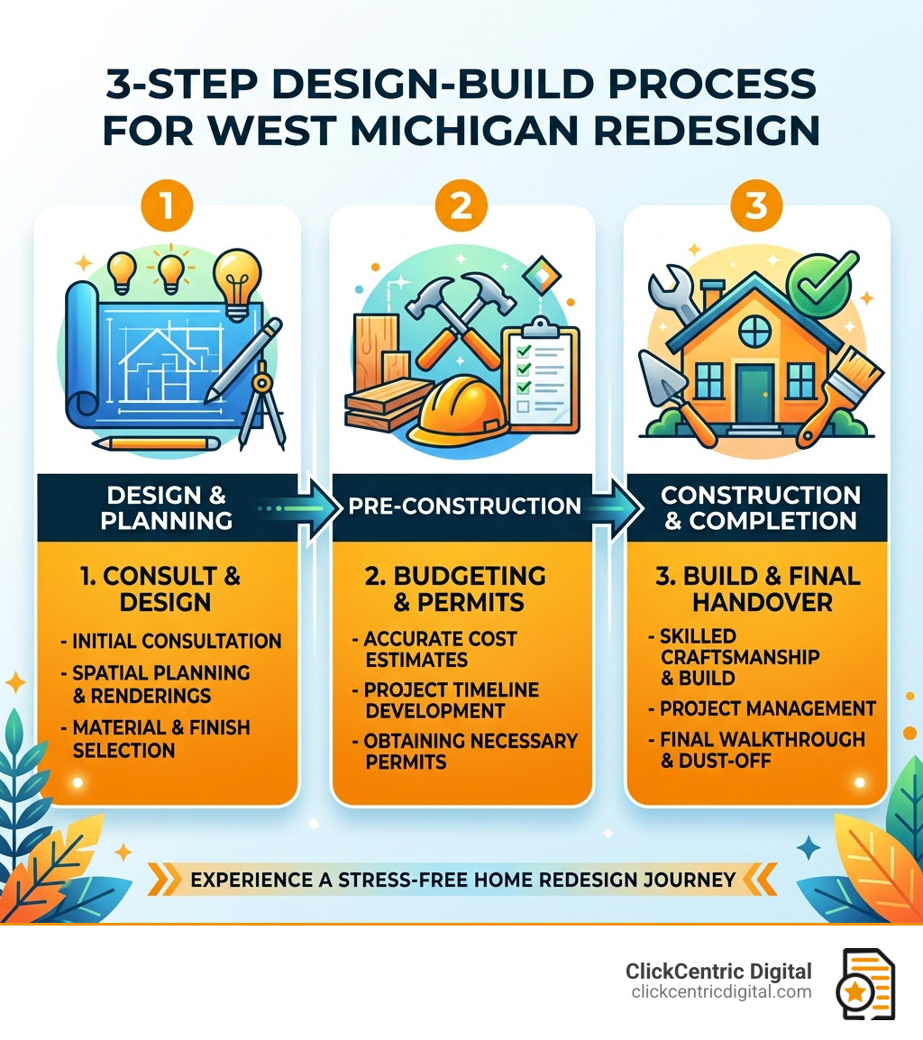 West Michigan redesign pros 3-step design-build process infographic infographic