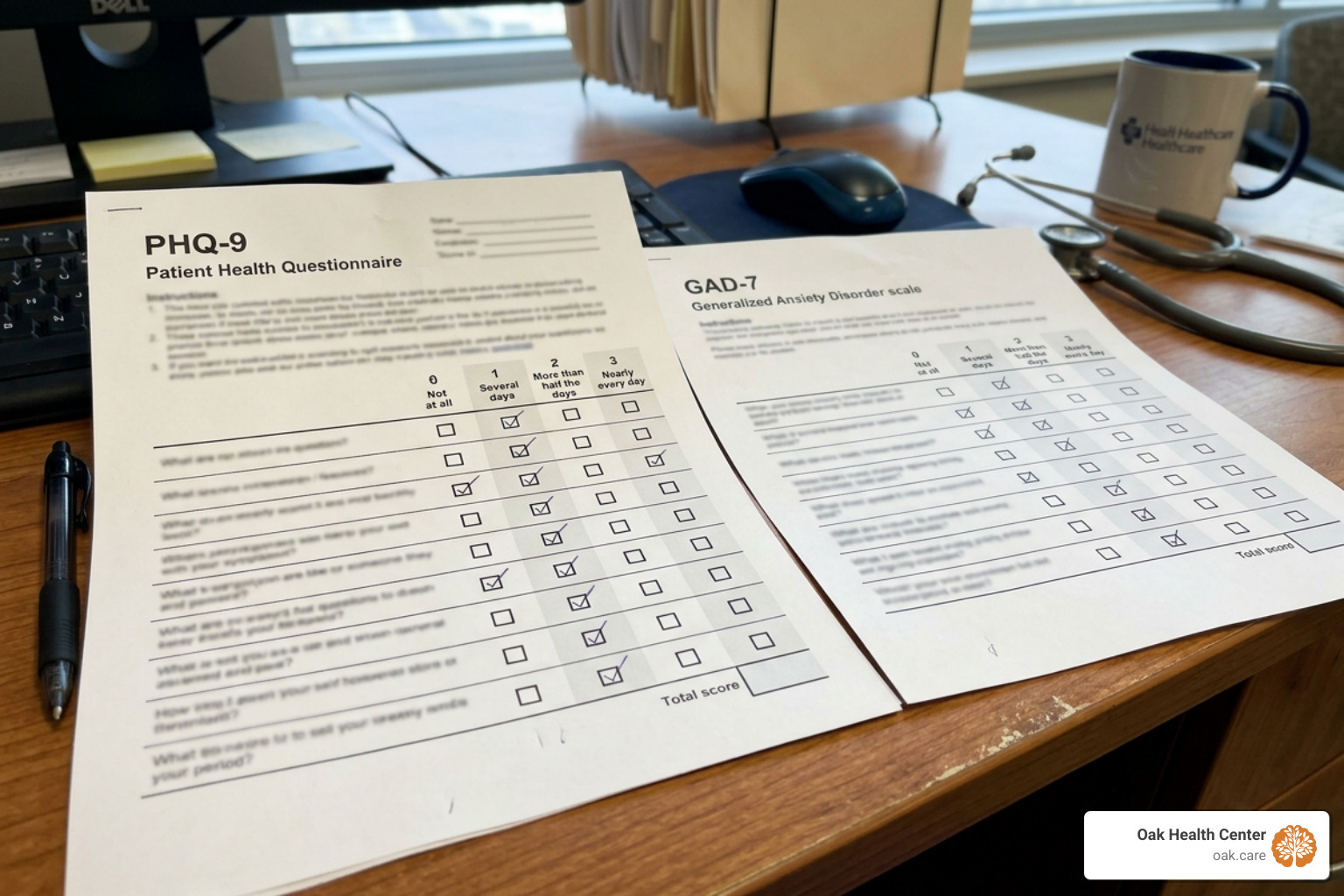 Comparison of PHQ-9 and GAD-7 screening forms side-by-side