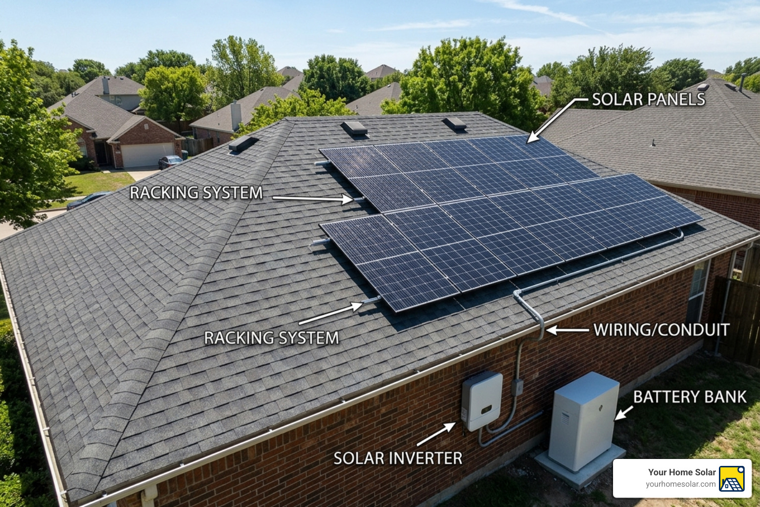 main components of a home solar system including panels, inverter, and battery bank main components of a home solar system including panels, inverter, and battery bank