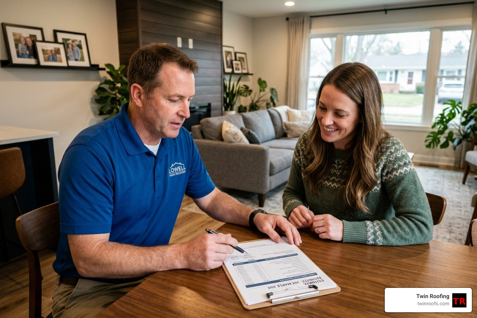 A professional contractor providing a detailed siding estimate to a homeowner