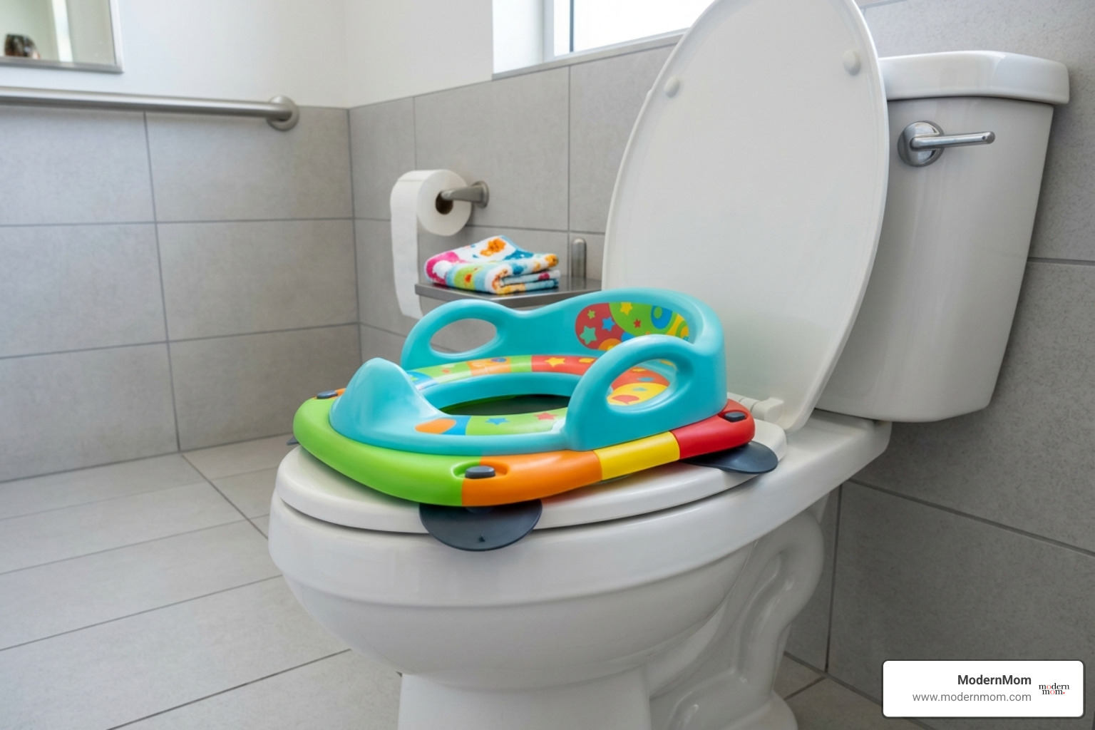 folding potty seat with suction cups for stability on public toilets