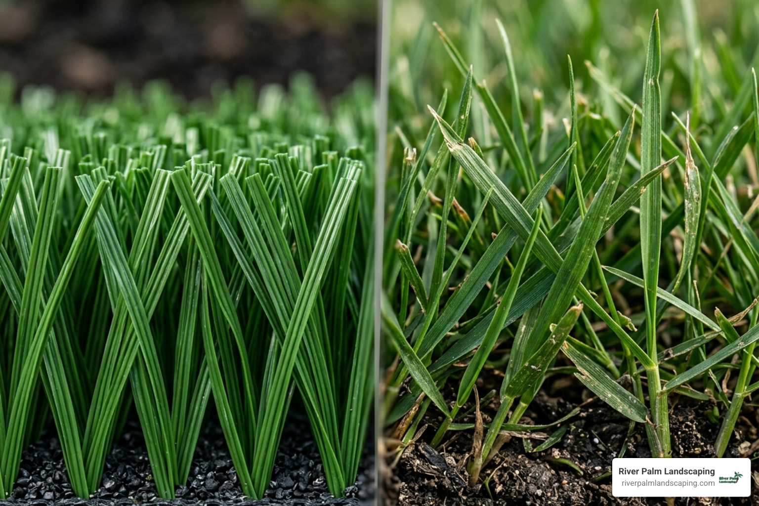 Comparison of synthetic turf blades versus natural Arizona fescue grass