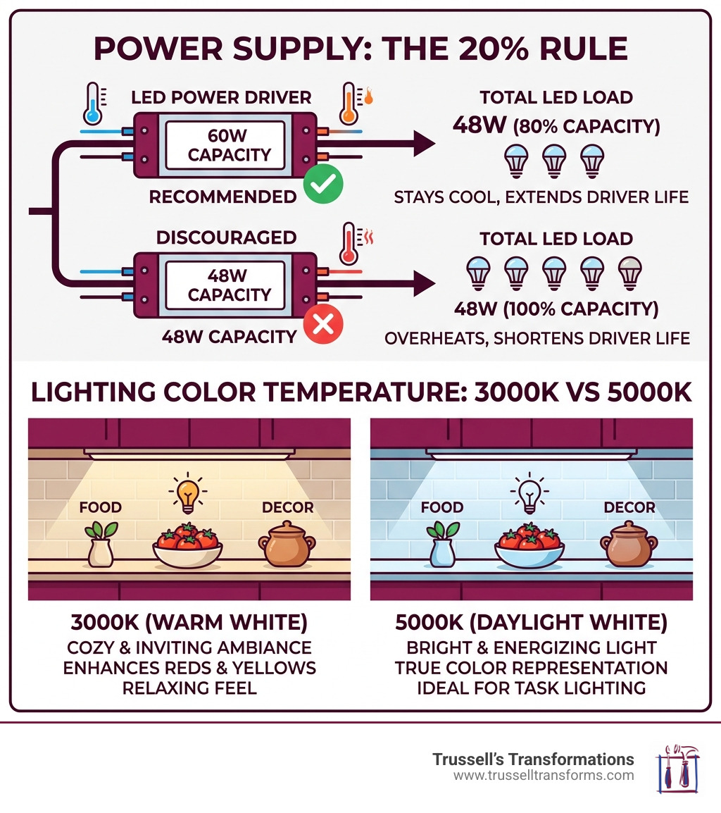 Infographic Showing The 20% Rule For Power Supplies And The Difference Between 3000K And 5000K Lighting Infographic Infographic Showing The 20% Rule For Power Supplies And The Difference Between 3000K And 5000K Lighting Infographic
