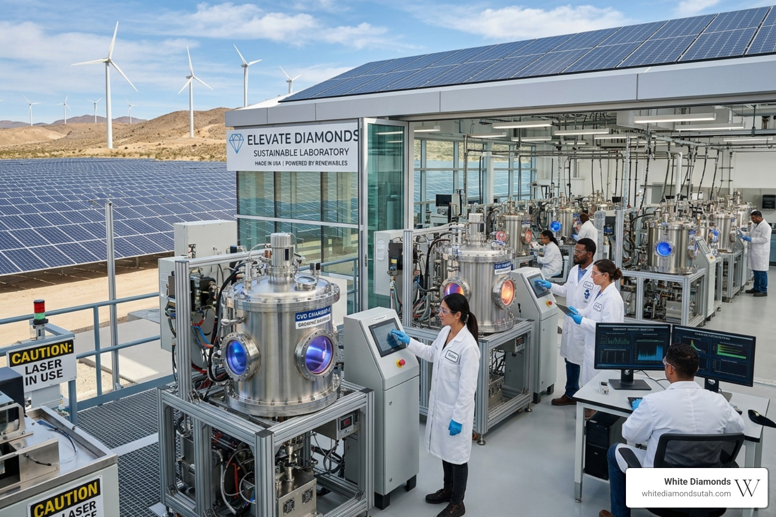 A modern, sustainable diamond laboratory using renewable energy to power plasma reactors