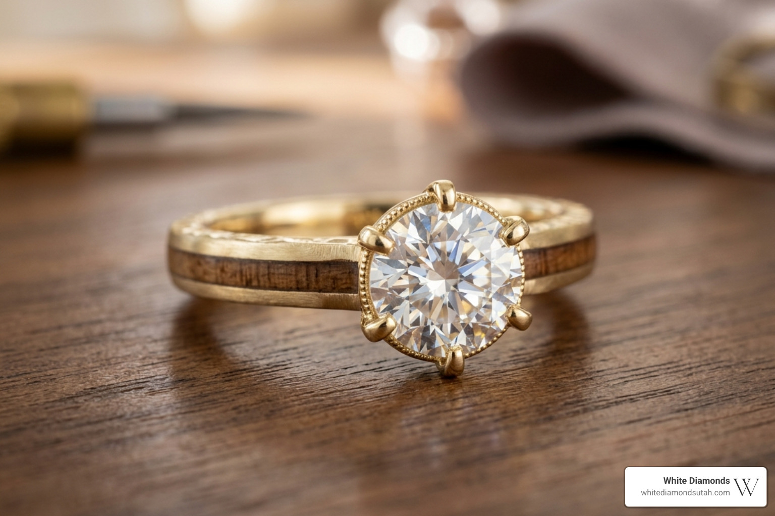 A finished handcrafted custom engagement ring
