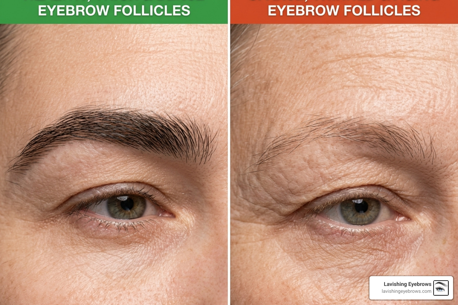Difference between healthy and sparse brow follicles