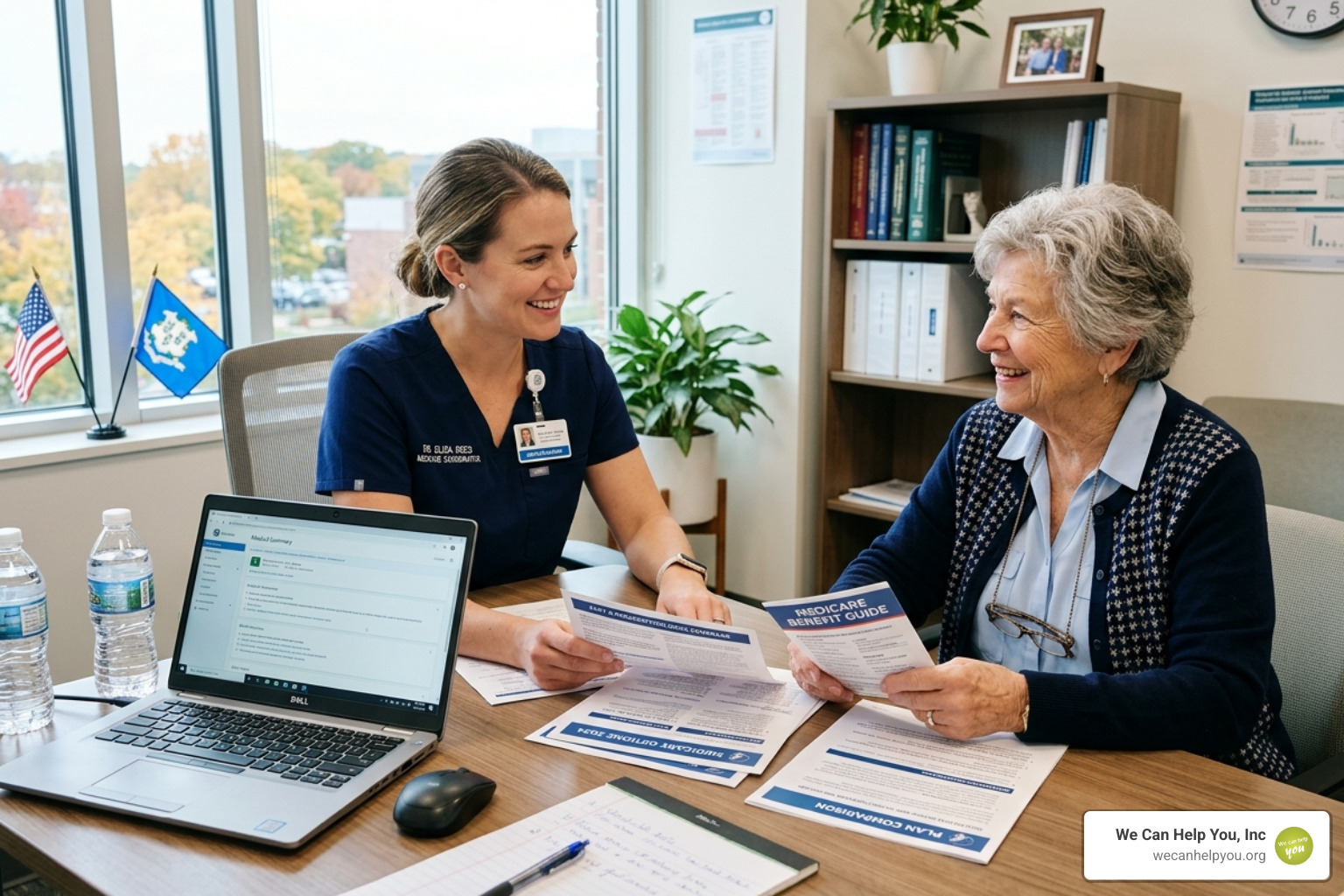 A senior woman discussing healthcare options with a specialist A senior woman discussing healthcare options with a specialist