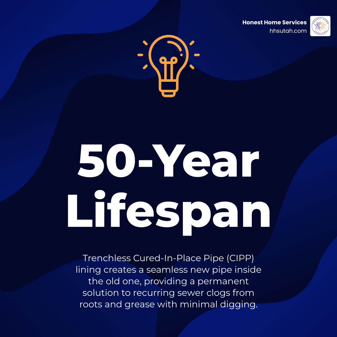 Statistics showing 50-year lifespan for trenchless pipe lining infographic Statistics showing 50-year lifespan for trenchless pipe lining infographic