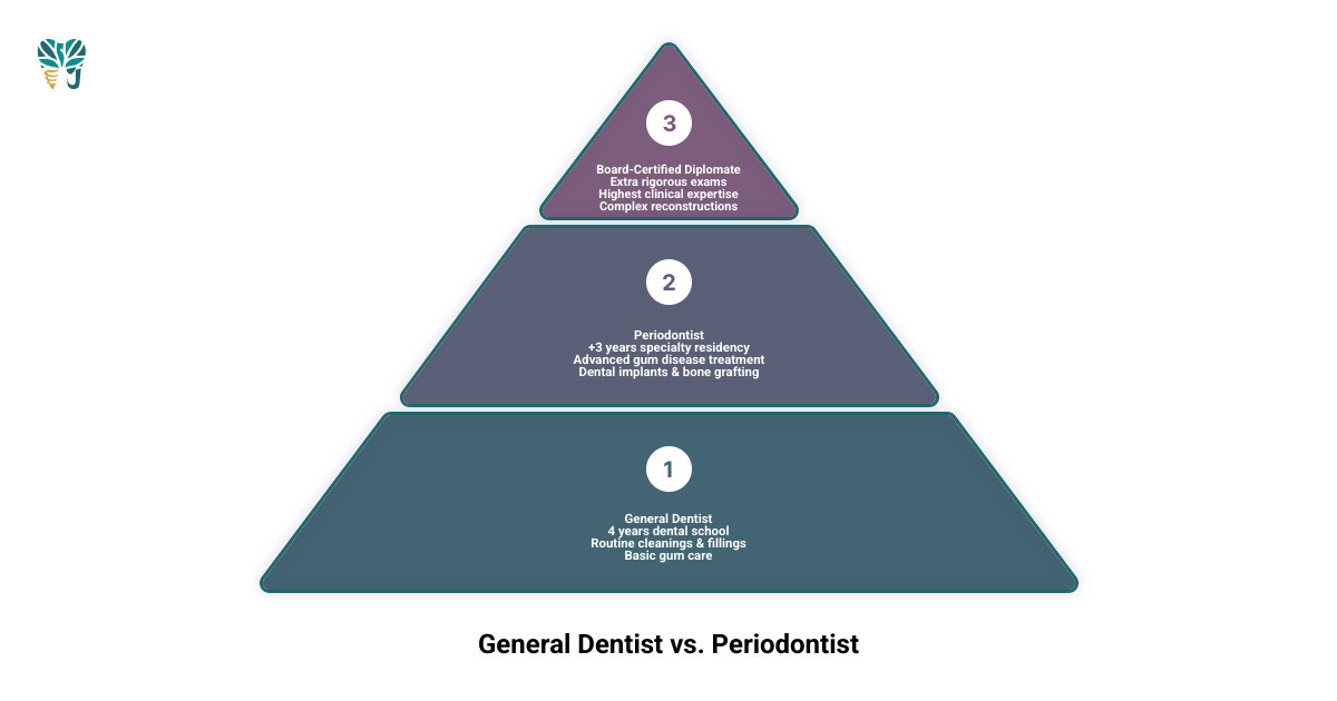 Infographic: General Dentist vs. Periodontist — key differences in training, treatments, and when to see each infographic