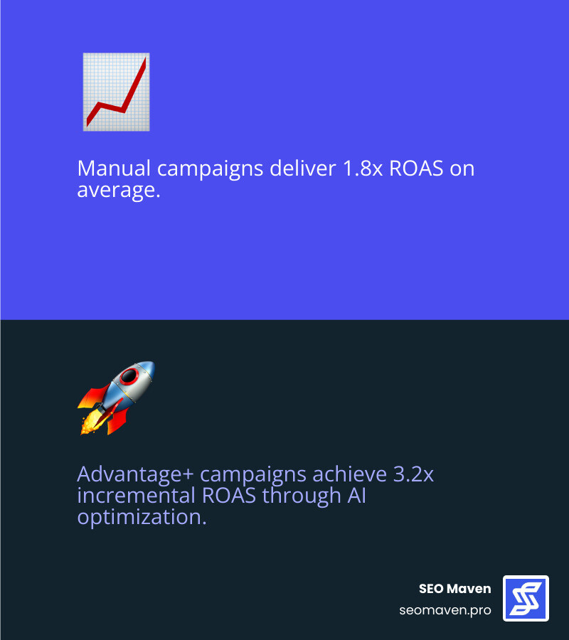 Manual vs Advantage+ incremental ROAS comparison infographic
