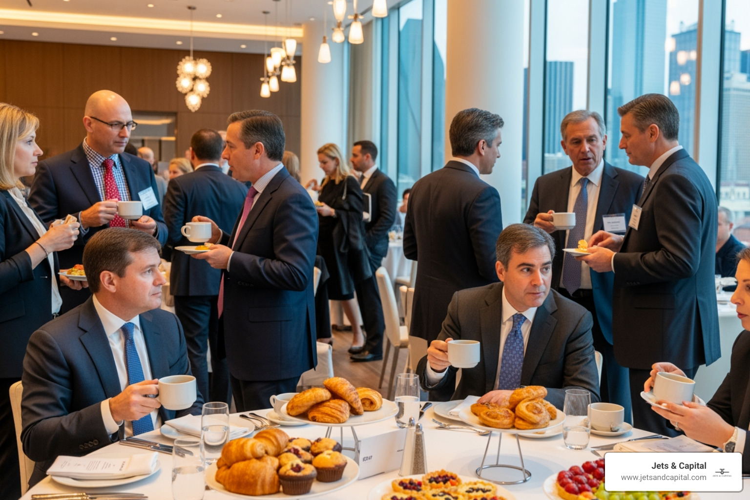 High-level networking breakfast at a Dallas family office conference