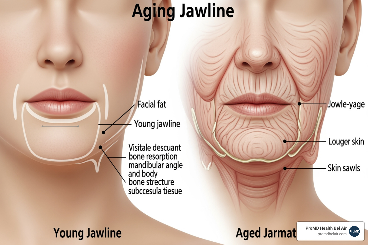 facial aging diagram showing jawline changes and jowl formation facial aging diagram showing jawline changes and jowl formation