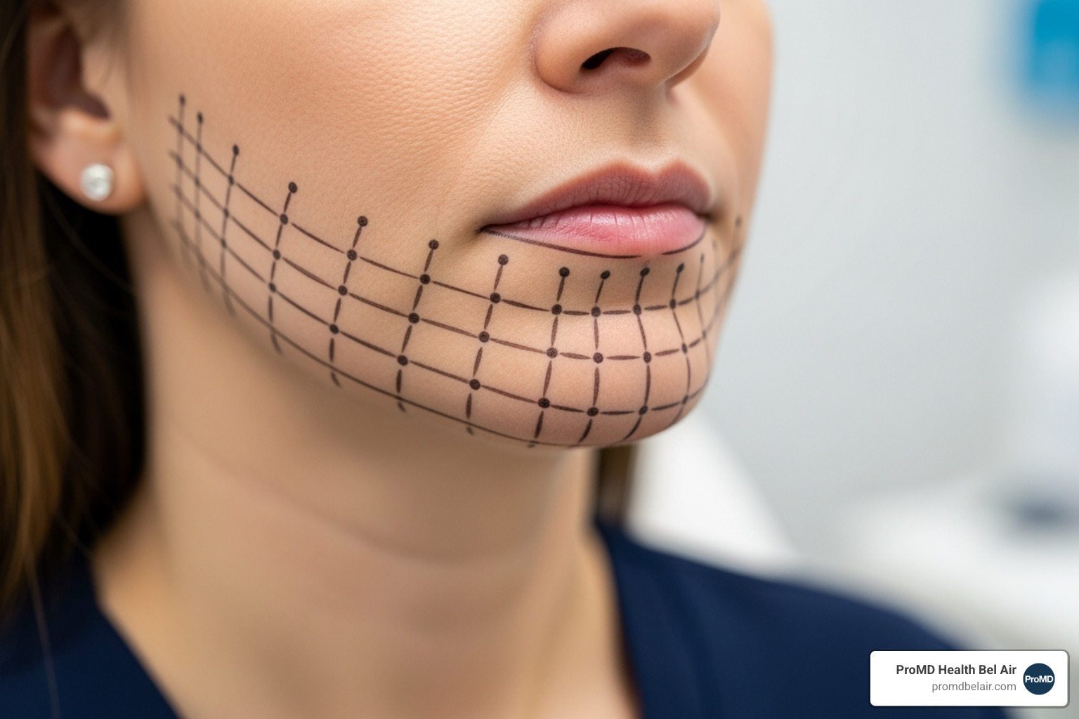 submental Kybella treatment mapping grid under chin jawline area submental Kybella treatment mapping grid under chin jawline area
