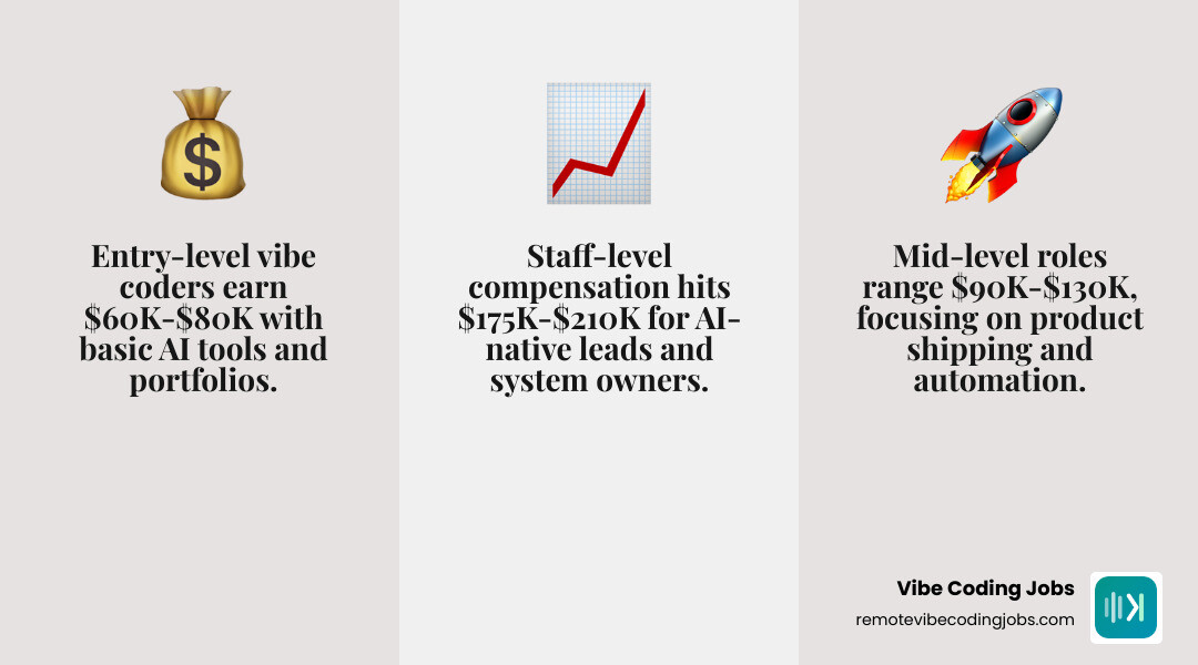 vibe coding salary bands infographic for junior mid and senior remote roles infographic