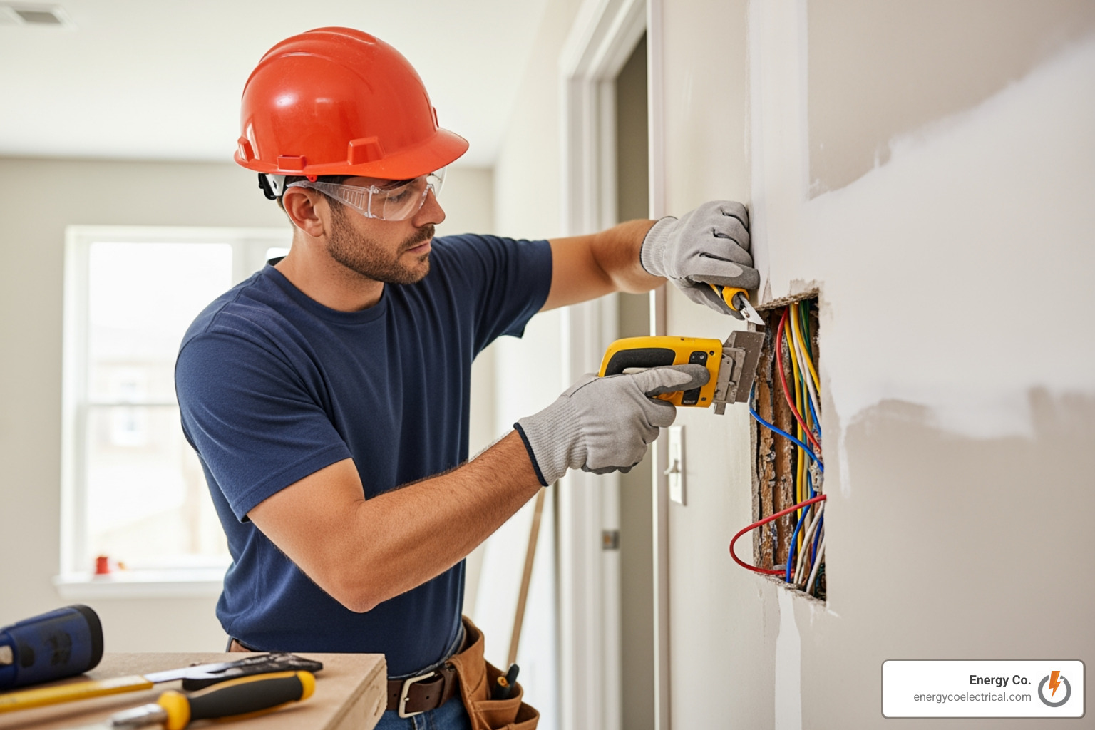 licensed electrician opening wall for rewiring