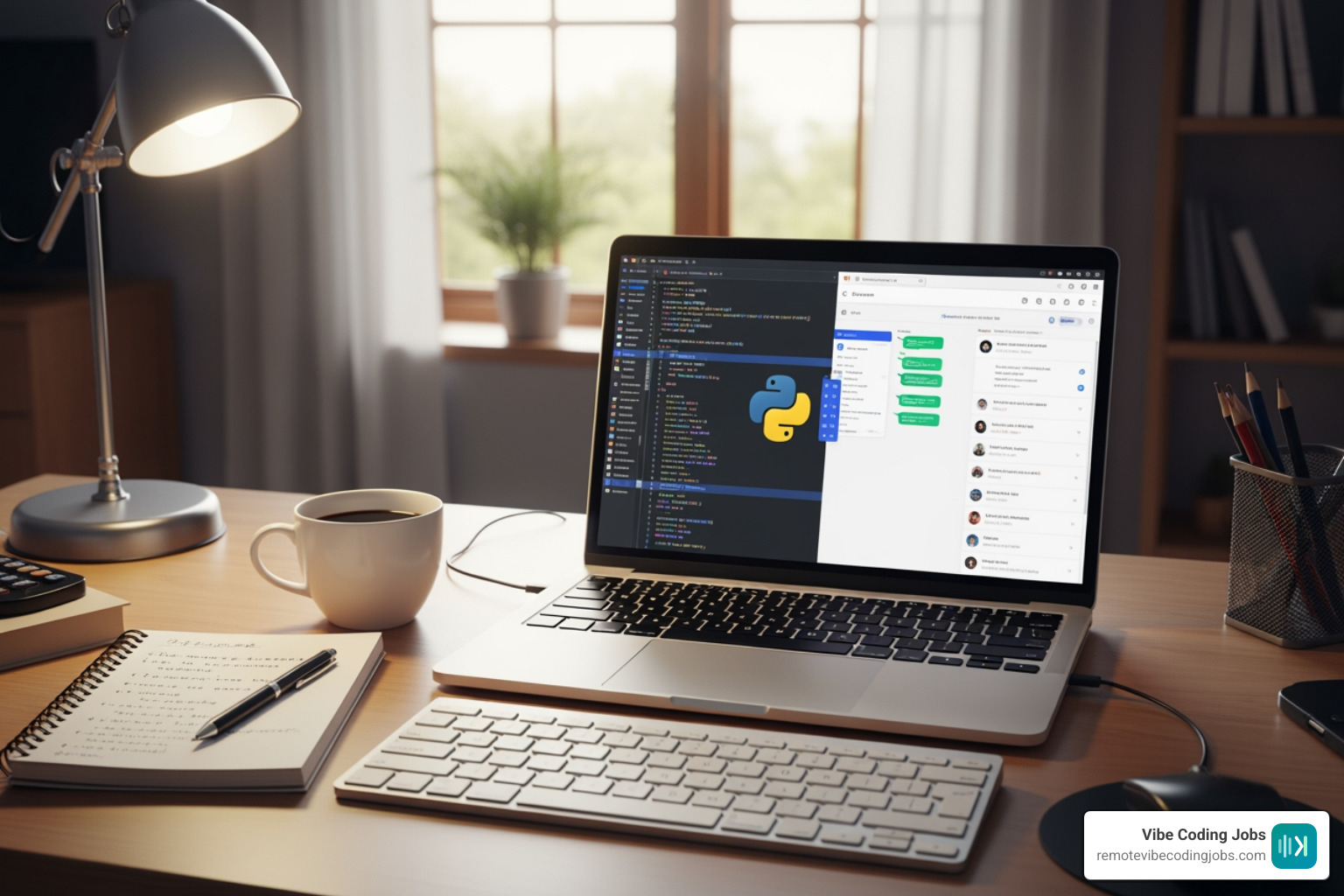 beginner AI coding setup with laptop editor and chat workspace