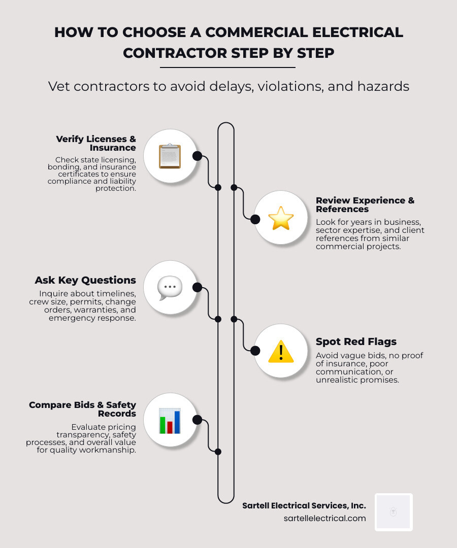 Infographic: how to choose a commercial electrical contractor step by step infographic
