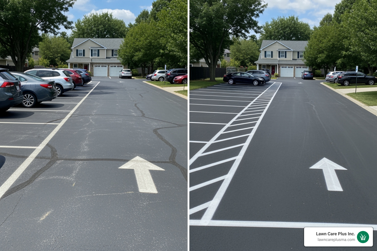 faded vs freshly striped blacktop driveway