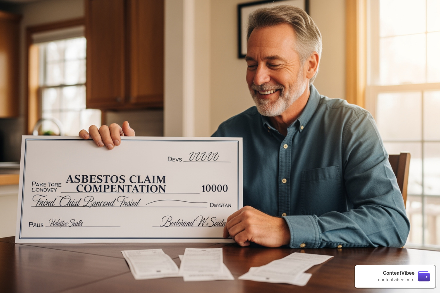 a person receiving a settlement check for an asbestos claim