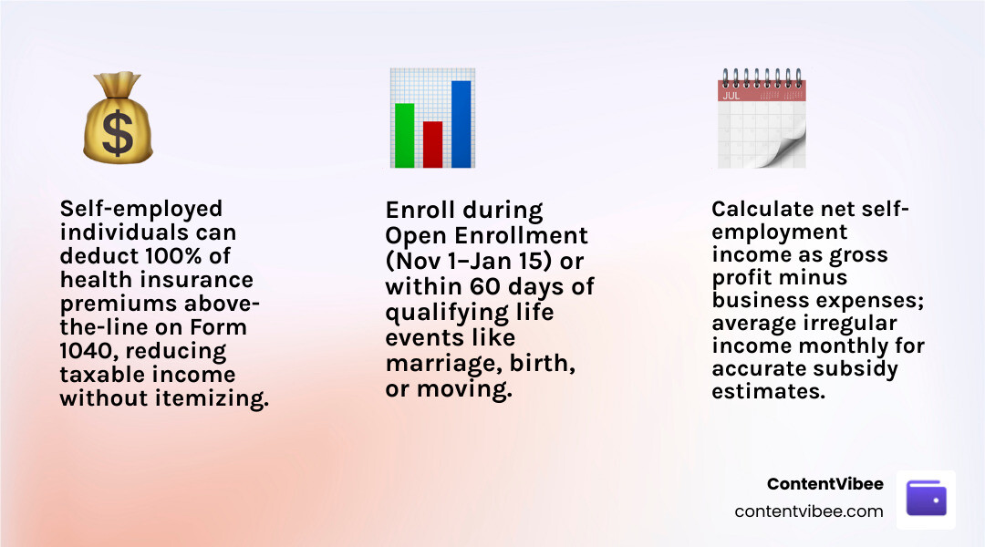 A freelancer looking relieved after securing health insurance infographic