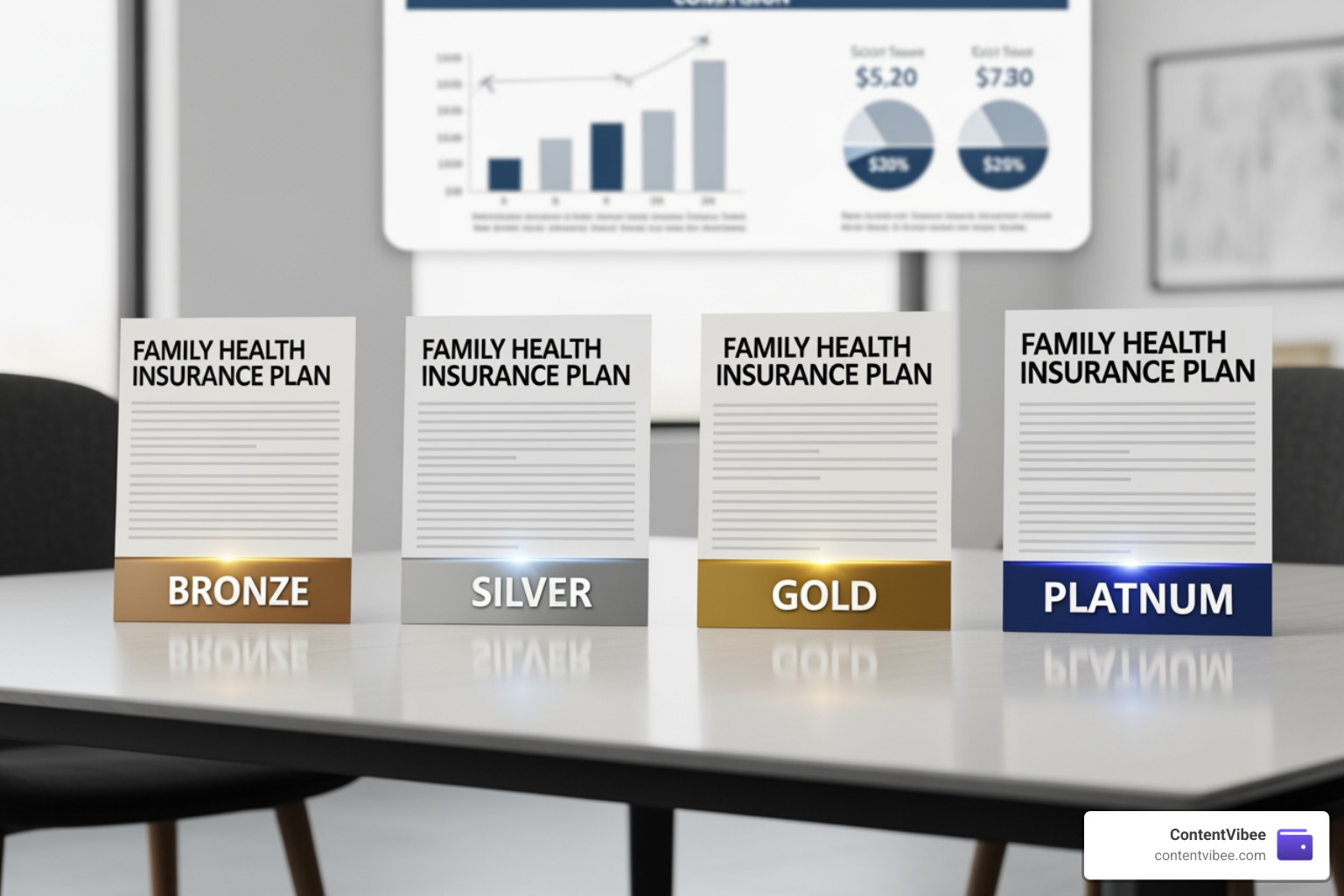Comparison of Bronze, Silver, Gold, and Platinum metal tiers for family health insurance