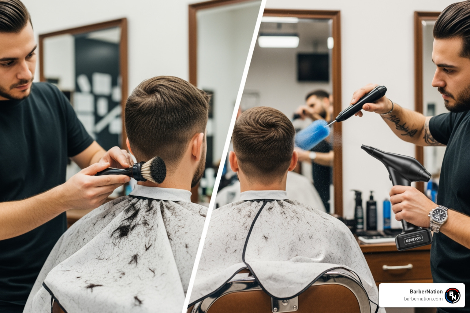 Comparison of manual brushes vs electric air dusters for barbershop efficiency