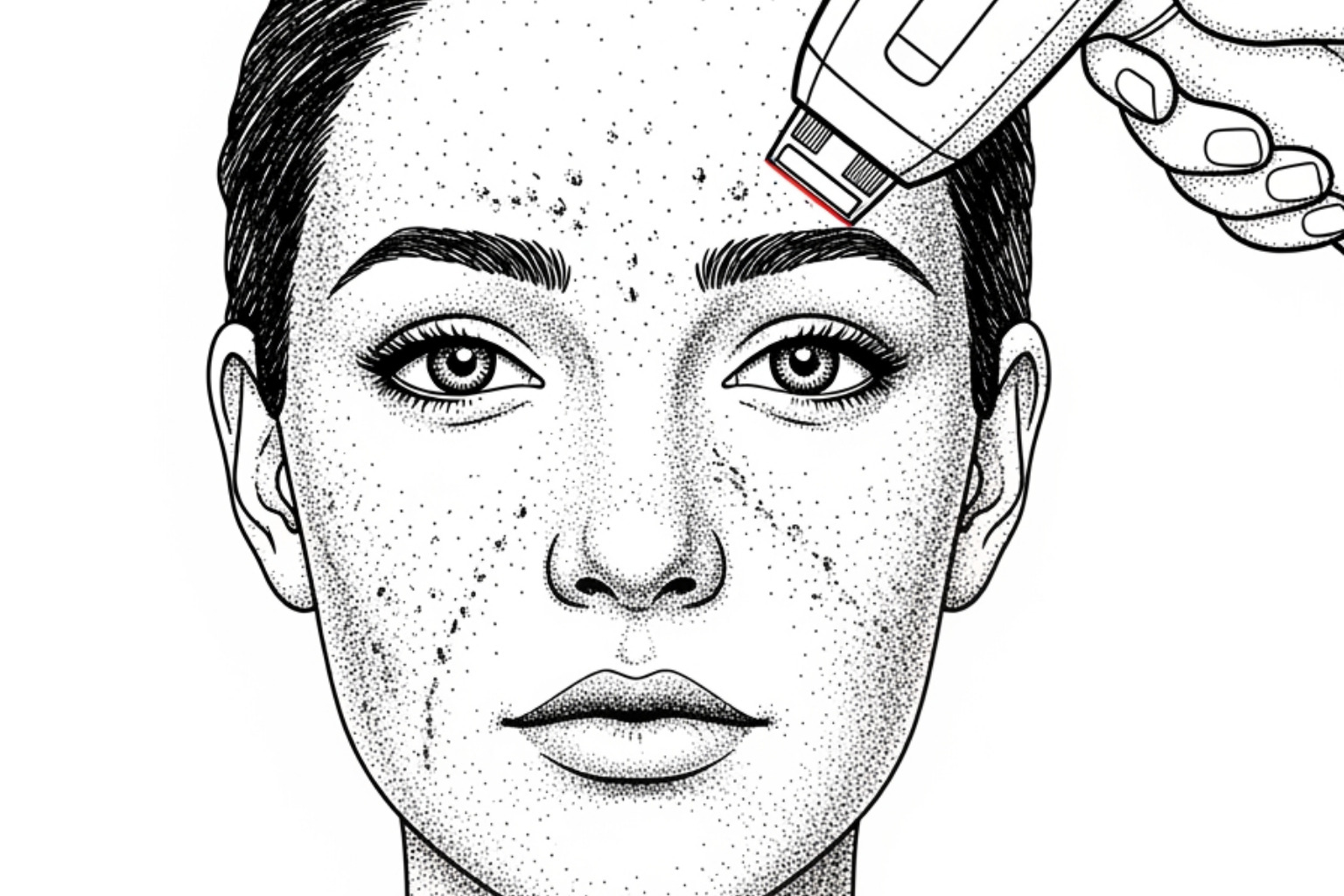 face with acne scarring being treated by laser