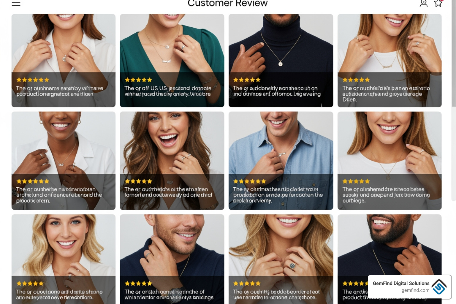 Customer review gallery showing real photos of jewelry