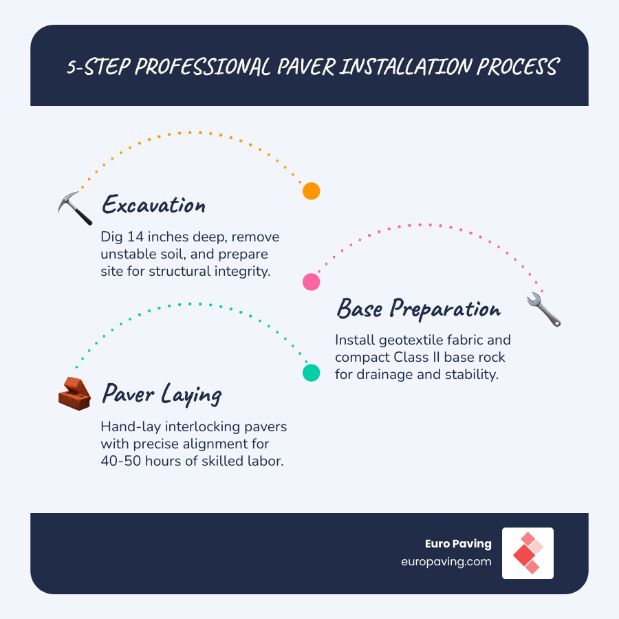 Euro Paving 5-step professional paver installation process infographic infographic