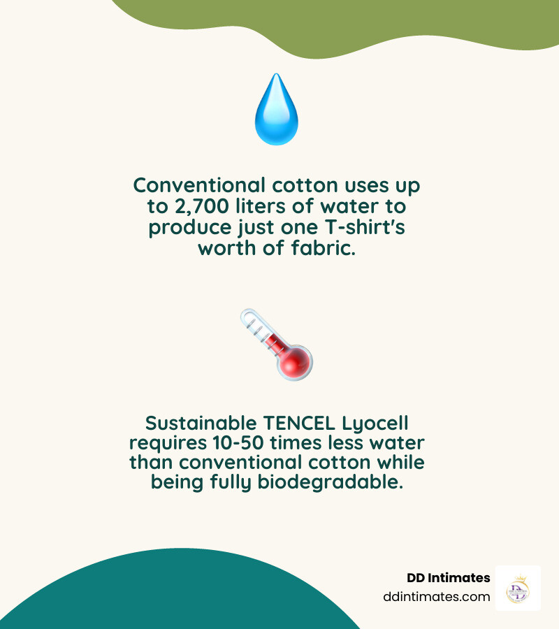 Infographic comparing environmental impact of conventional vs sustainable lingerie fabrics infographic