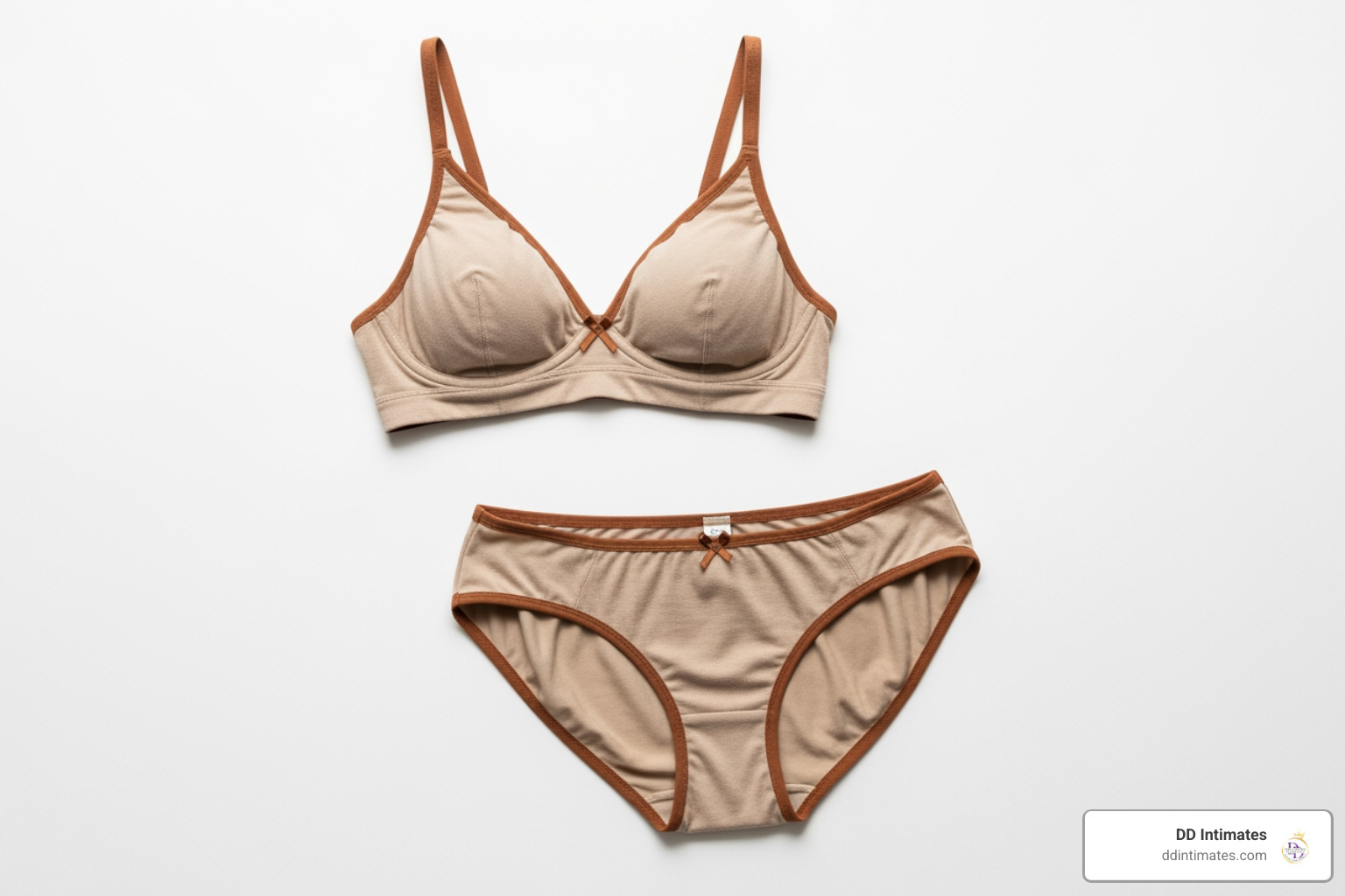 Handmade organic cotton lingerie set being displayed