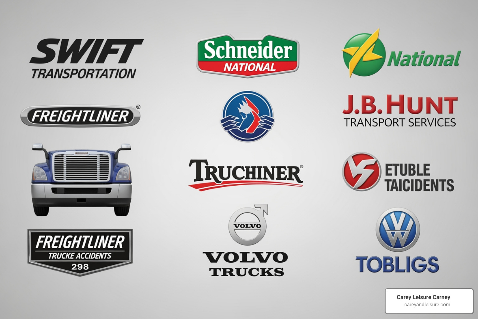 logos of various liable parties including trucking carriers and manufacturers