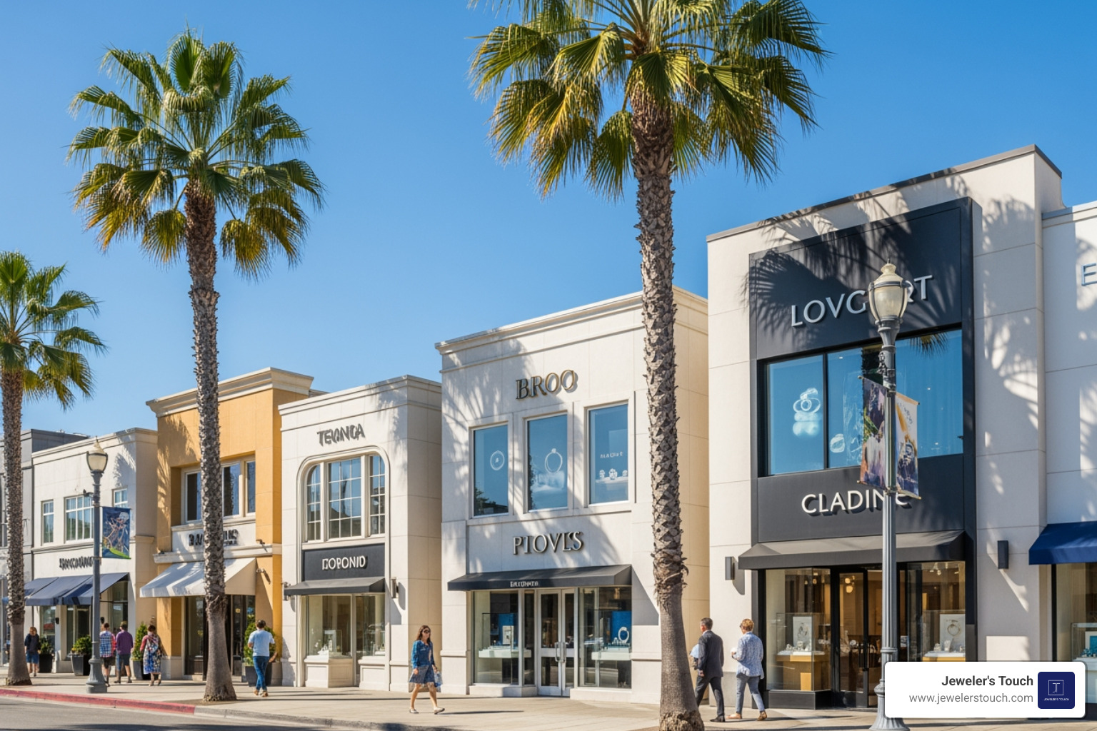 A view of a high-end jewelry district in Newport Beach