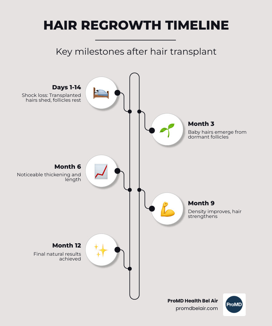 Infographic explaining shedding, regrowth, and final density over 12 months infographic