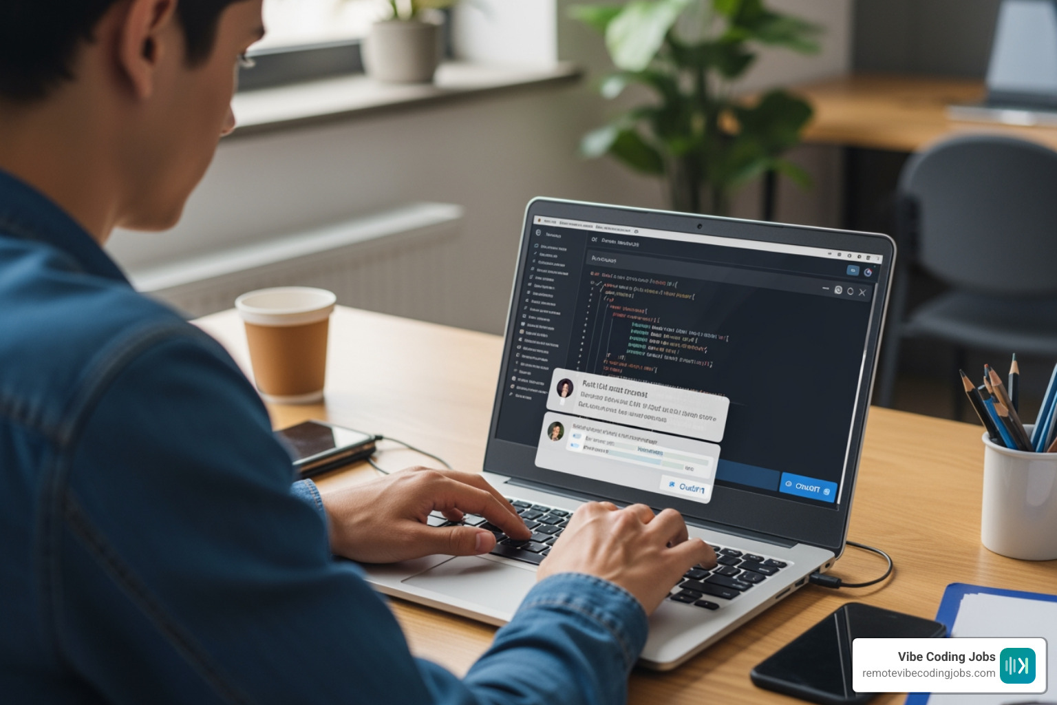 Person using a chat interface to generate a full-stack application workflow Person using a chat interface to generate a full-stack application workflow