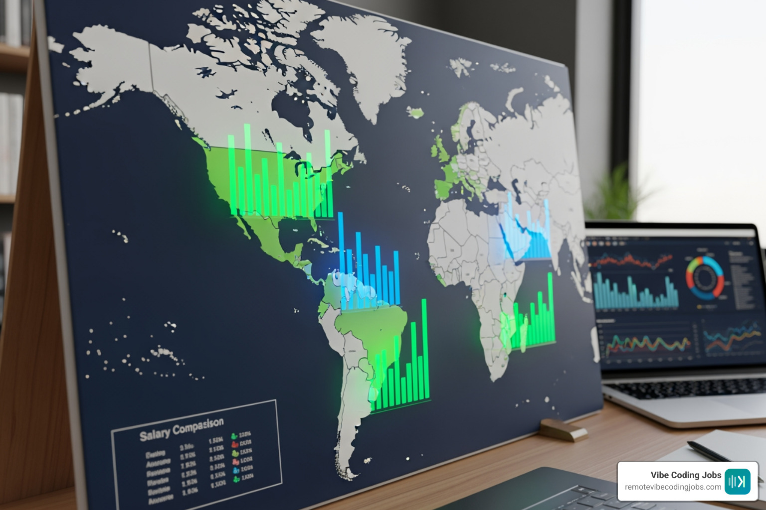 Image comparing global remote AI salaries across different regions like North America and Latin America