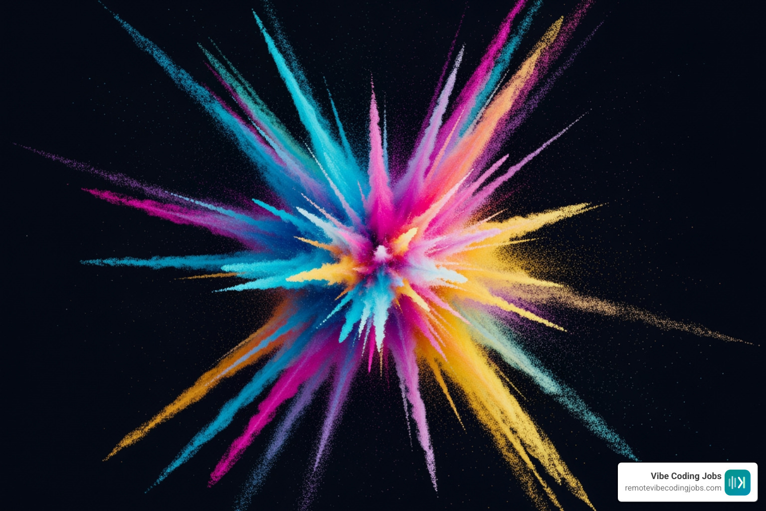 Generative art created with AI, showing colorful particle systems and geometric patterns
