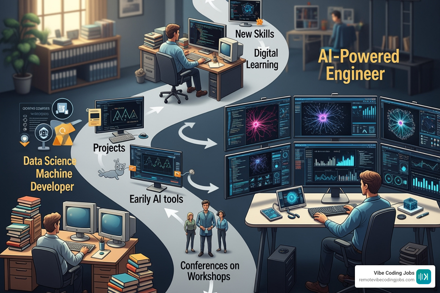 Career transition roadmap from traditional dev to AI-powered engineer