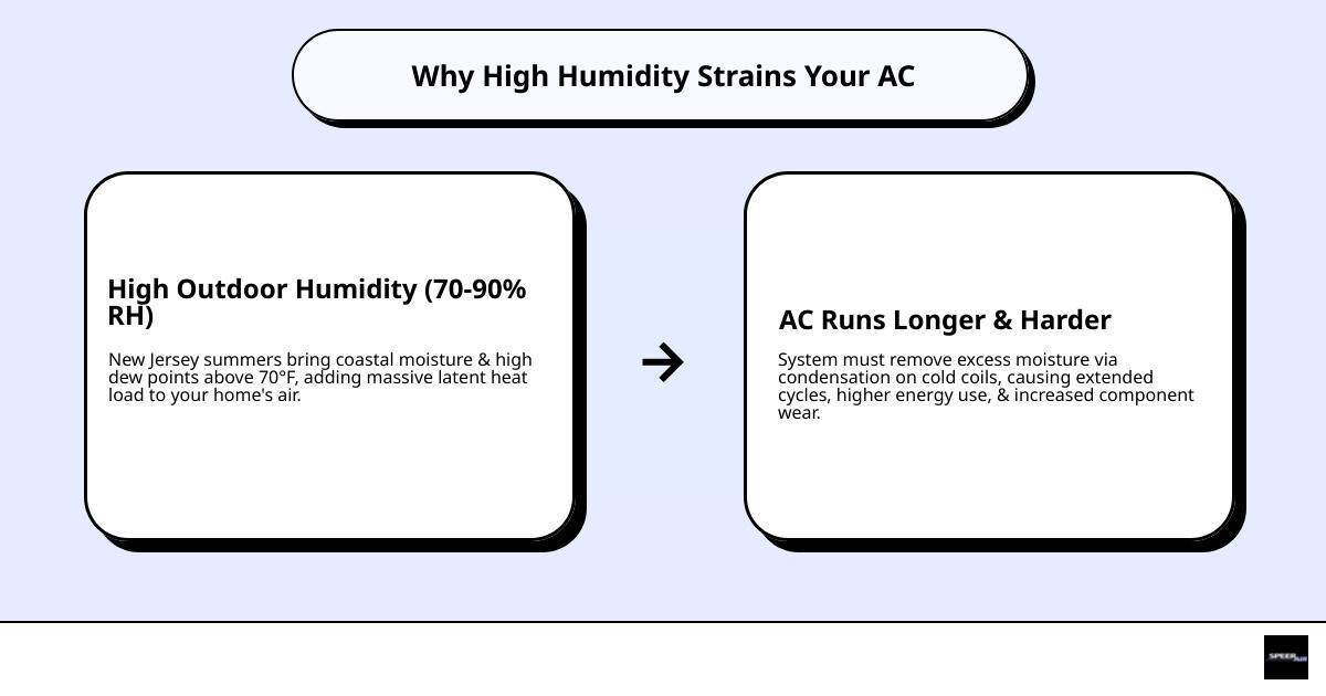 Infographic showing temperature vs humidity and why high RH makes indoor air feel warmer despite AC running infographic Infographic showing temperature vs humidity and why high RH makes indoor air feel warmer despite AC running infographic