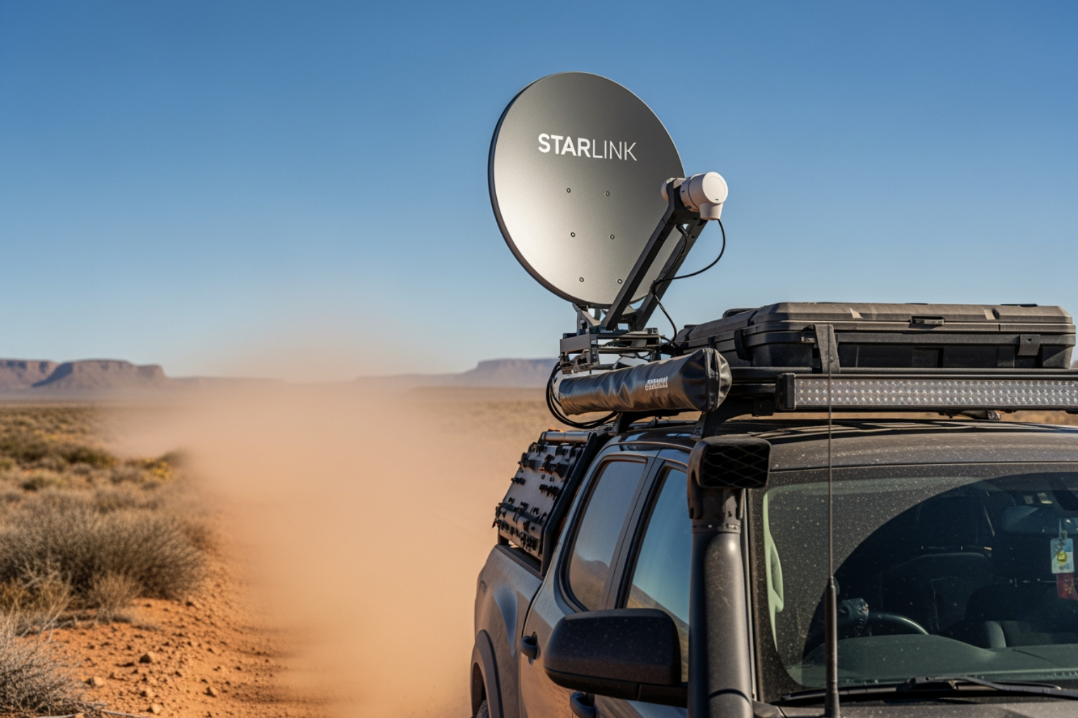 Starlink Mini mounted on a 4WD for rugged off-grid touring