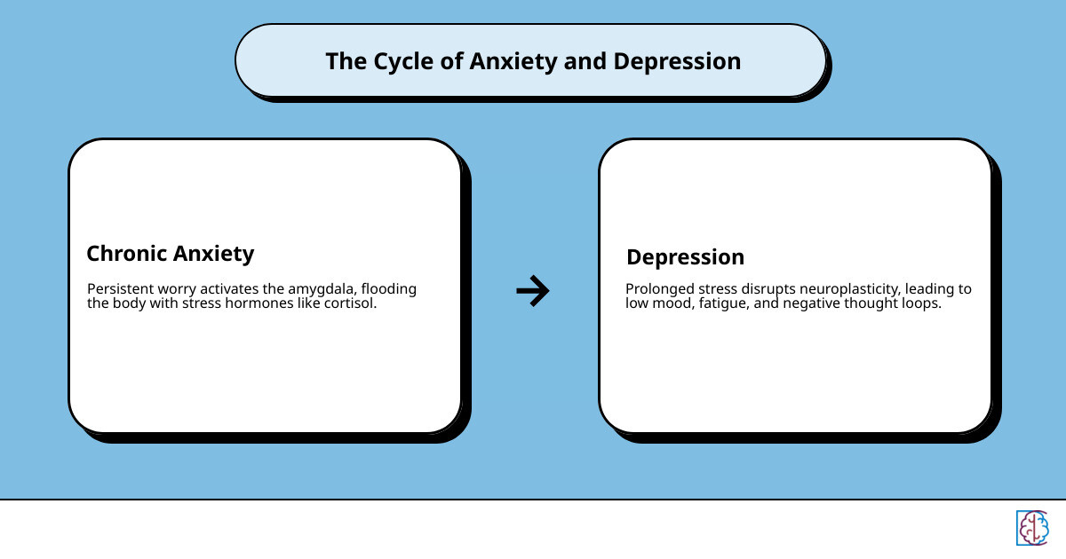 infographic showing the cycle of anxiety and depression and how counseling interrupts it infographic infographic showing the cycle of anxiety and depression and how counseling interrupts it infographic
