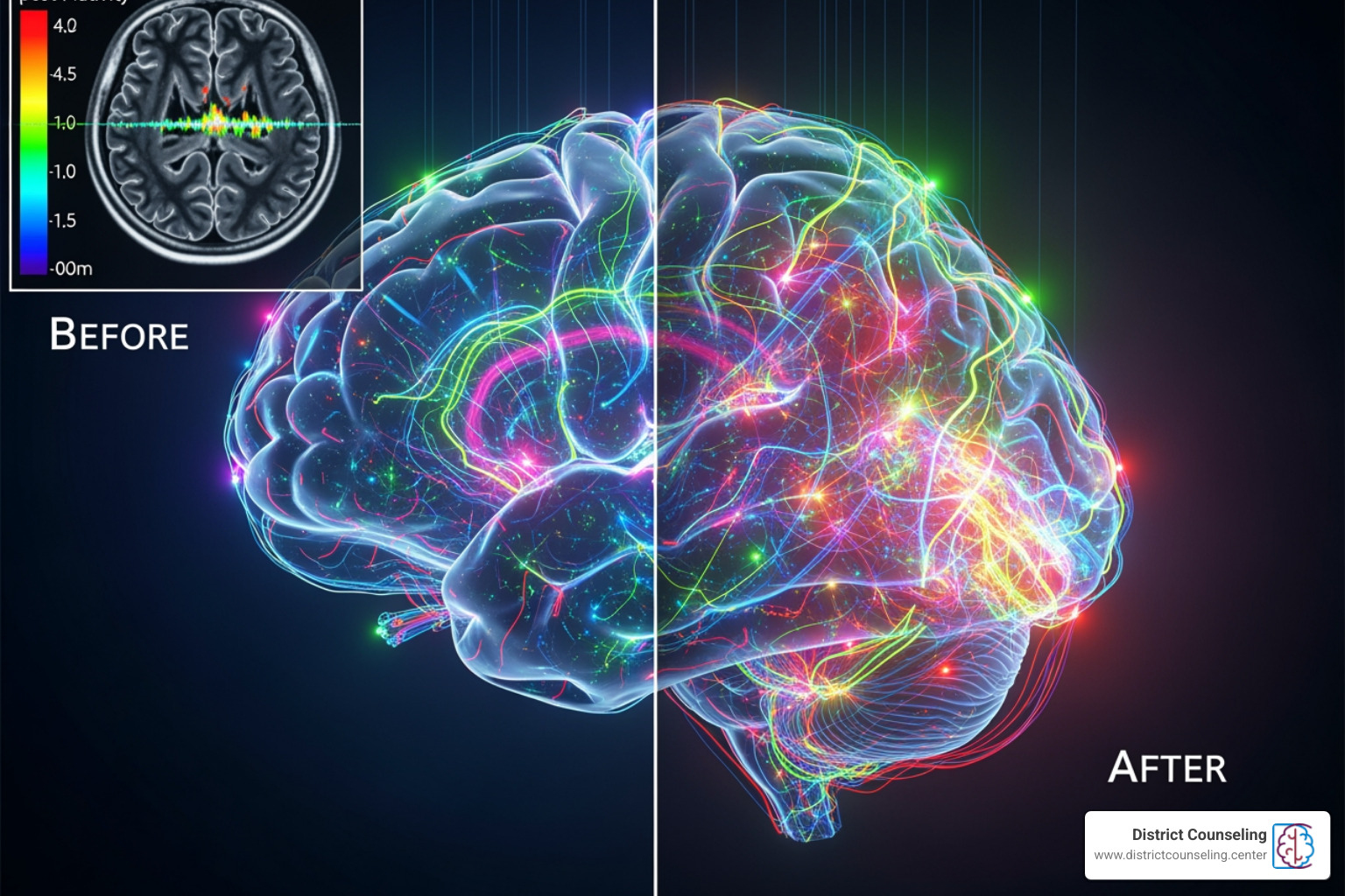 image showing neural pathways changing and brain activity during therapy image showing neural pathways changing and brain activity during therapy