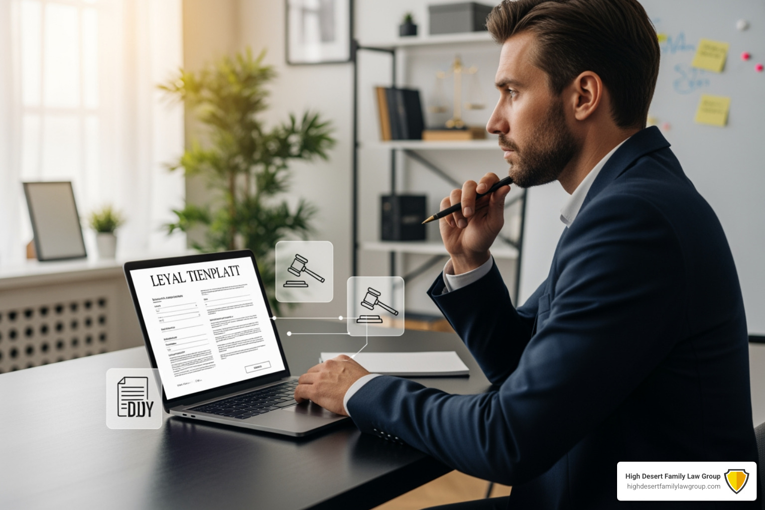 A person reviewing a legal template on a laptop, weighing the risks of DIY vs professional legal services A person reviewing a legal template on a laptop, weighing the risks of DIY vs professional legal services