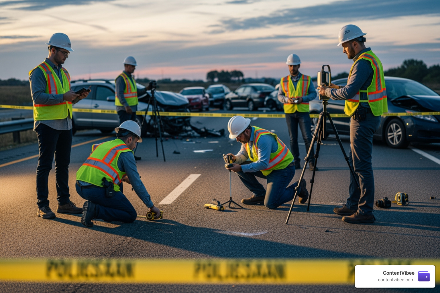 accident reconstruction experts at a scene