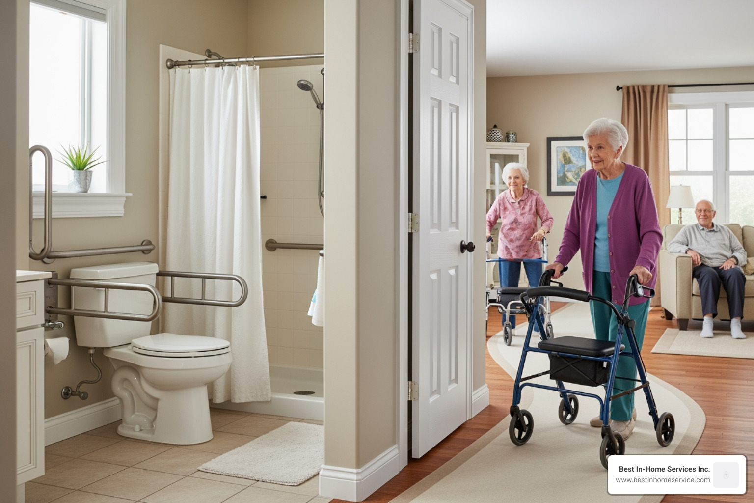 senior-safe home environment with grab bars and clear pathways senior-safe home environment with grab bars and clear pathways