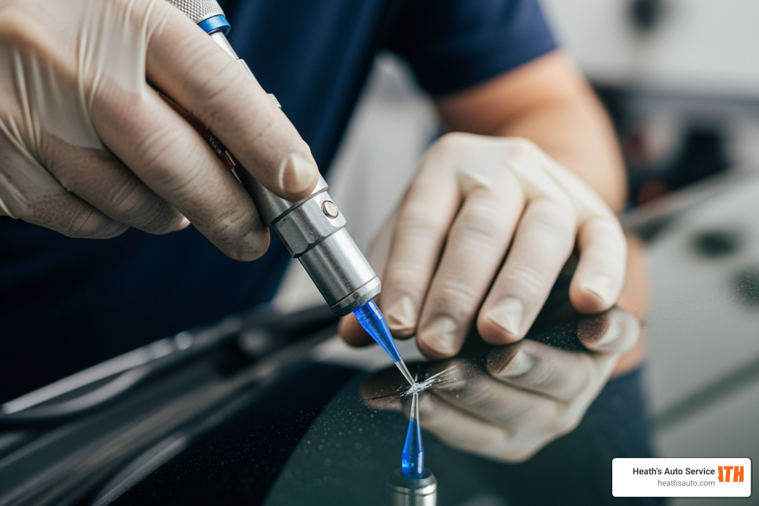 technician injecting resin into a glass chip technician injecting resin into a glass chip