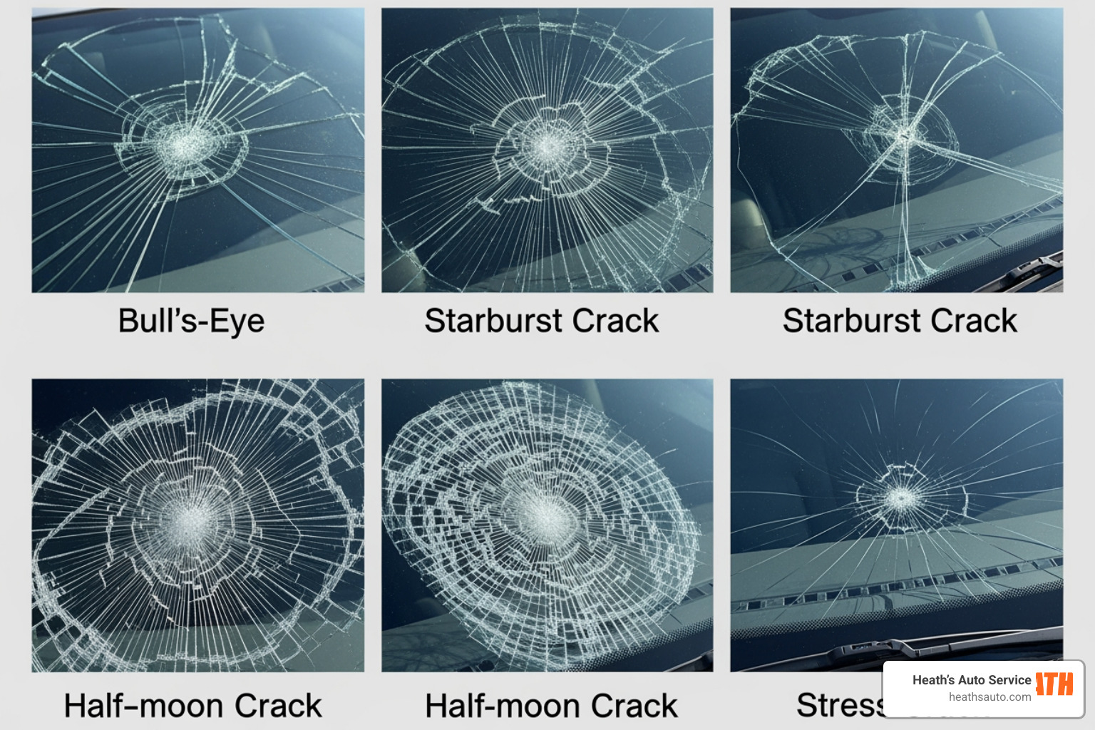 different windshield crack patterns like bullseye and starburst different windshield crack patterns like bullseye and starburst