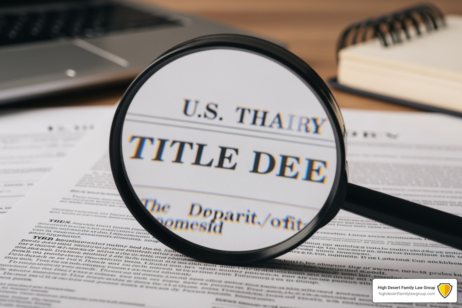 magnifying glass over a title deed and property documents magnifying glass over a title deed and property documents