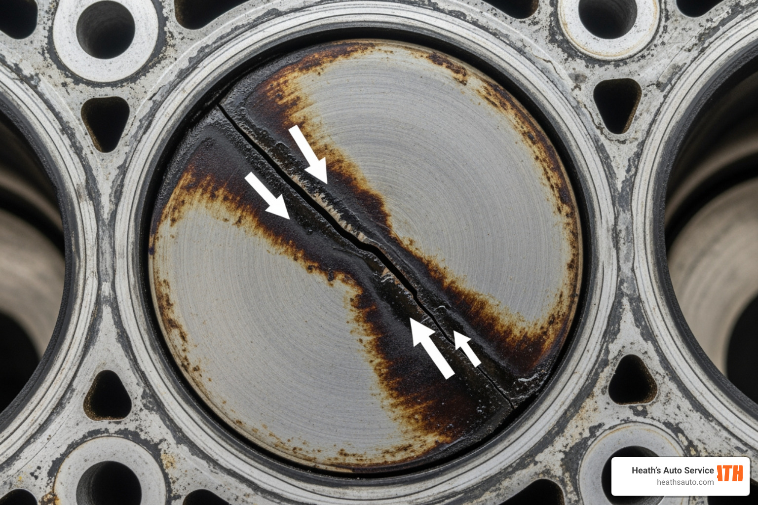 damaged head gasket and coolant leak path