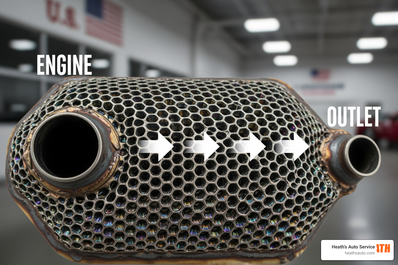 catalytic converter honeycomb substrate and exhaust flow